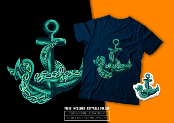 Anchor with Octopus T-Shirt Design