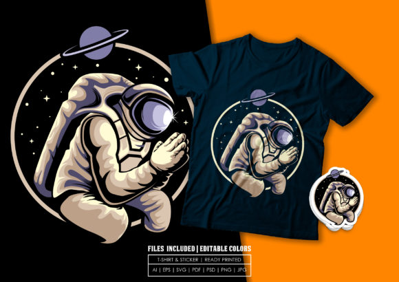 Astronaut Pray Graphics: Print Templates for Soulful Branding