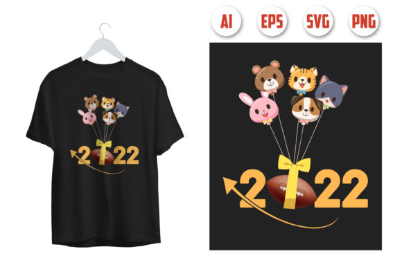 Happy New Year 2022 T-shirt Design 02: Graphics & Print Templates