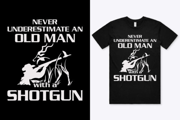 Old Man Hunting T-Shirt Design Graphics & Print Templates