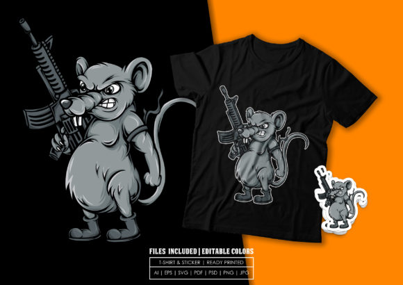 T-shirt Design - Rats Soldier: Graphics for Bold Print Templates
