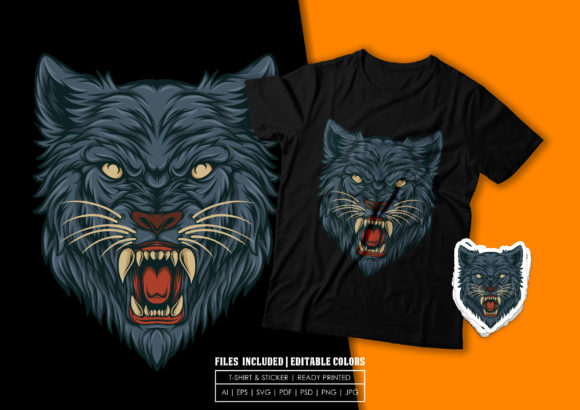 Wolf Head Illustration: Graphics for Print Templates